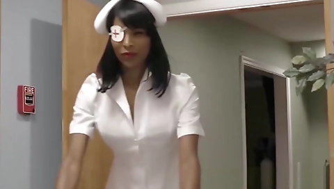 Ebony nurse is fucking a muscular guy in a hot scene