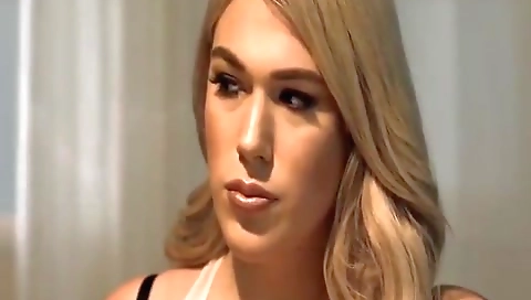 Busty tranny Aspen Brooks ramming detective at interrogation