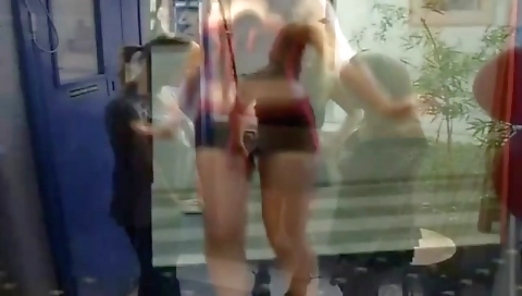 Hot shemale with a big ass and big tits is having fun